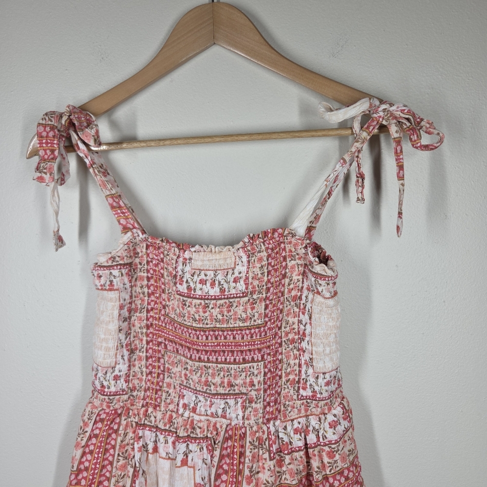 American Eagle Patchwork Printed Floral Smocked T… - image 2